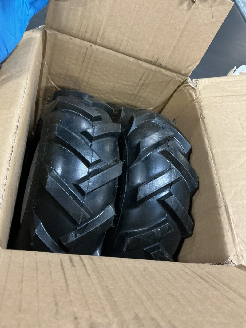 Condition photo showing Good Condition for 11x4.00-4" Tiller Tire and Wheel (3/4" Axle Size), 3-1/8" Centered Hub, Compatible with Craftsman & Troy-Bilt Tiller Garden Trailer, Tractor, Tillers, and Snowblower Tire