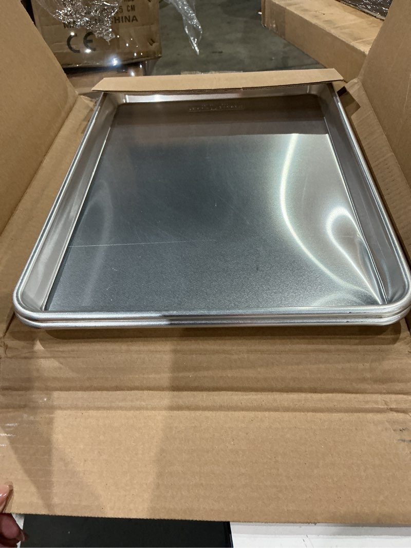 Condition photo showing Good Condition for nordic ware naturals half sheet - usa made aluminum commercial quality sheet pan for baking or roasting, encapsulated galvanized steel rim prevents warping, 2-pack 2pk half sheet