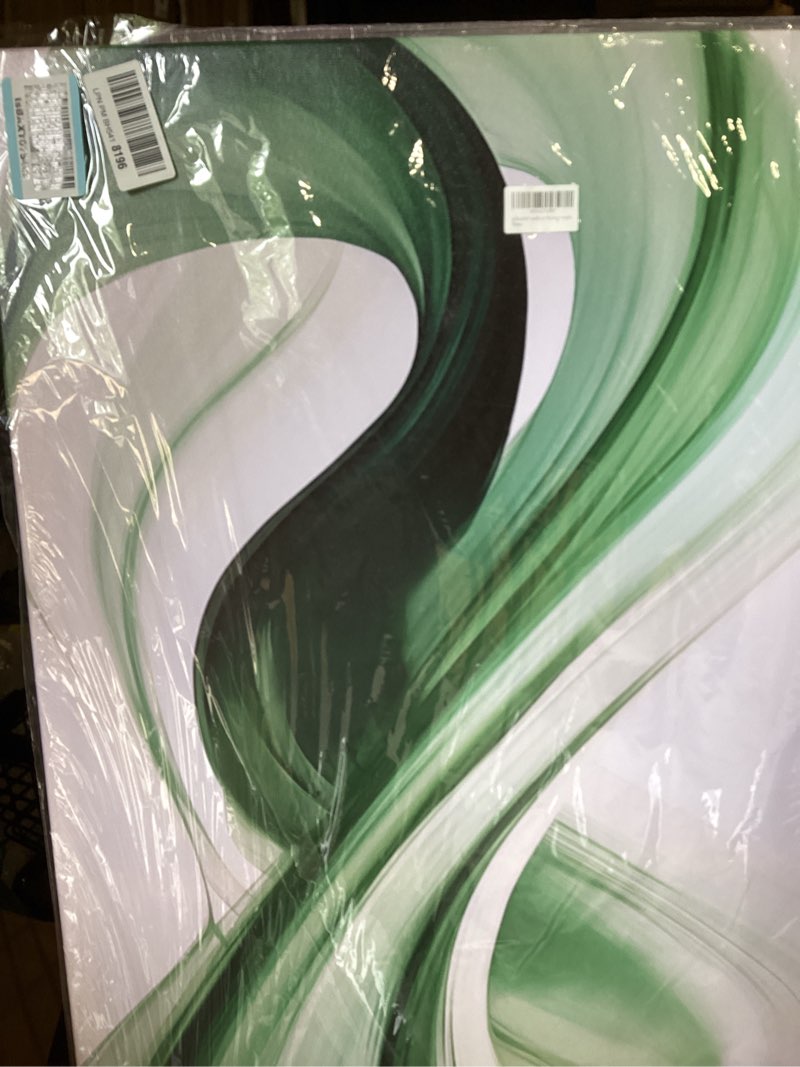 Condition photo showing New/Like New for juhaiart green wall art for bedroom white wall decor 24"x 48" in wall paintings abstract picture art for living room home kitchen modern prints artwork 48"l x 24"w green
