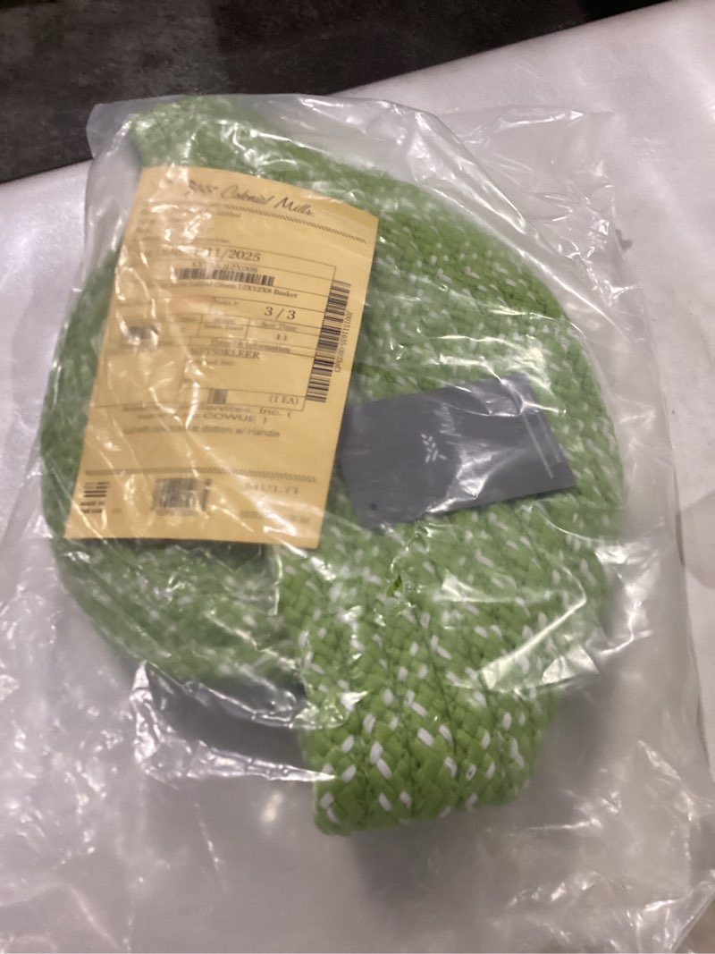 Condition photo showing New/Like New for Sneaky Santa Lidded Crock Basket - Green 12”x12”x8”