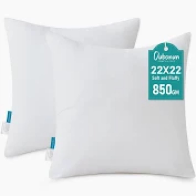 Oubonun 22 x 22 Throw Pillow Inserts - Soft, Plush & Decorative Down Alternative Pillows for Couch S