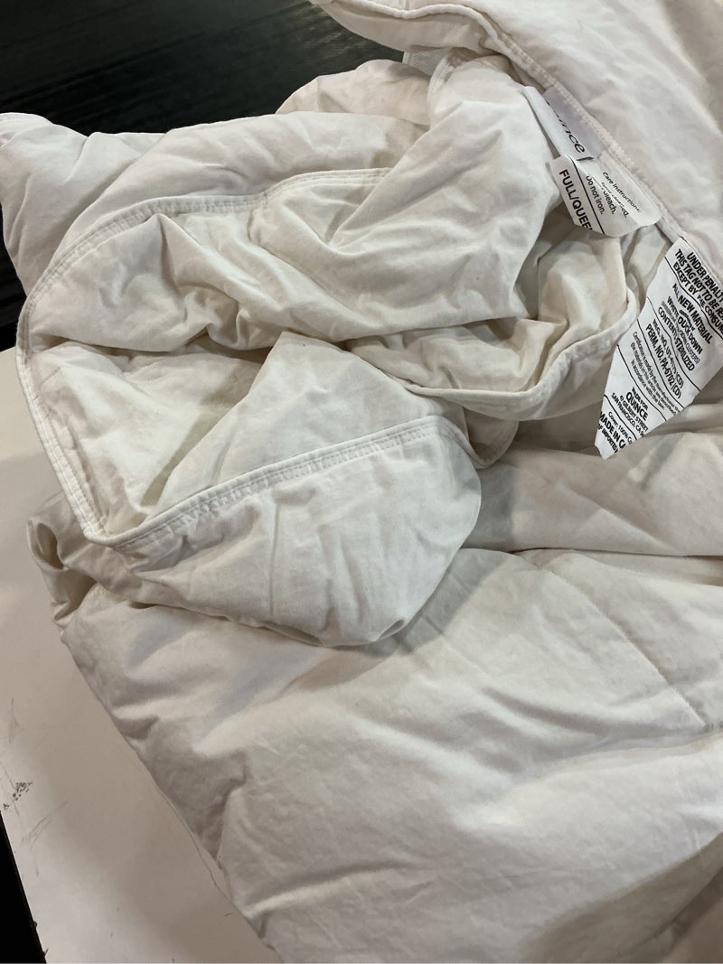 Condition photo showing As Is for all-season premium down alternative comforter,full/queen, white