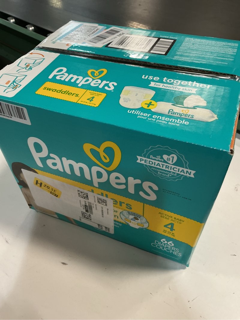 Condition photo showing New/Like New for Pampers Swaddlers Diapers, Size 4 (15-34 lbs), 66 Count, Absorbent, Keeps Baby Dry and Comfortable, Skin Safe Disposable Baby Diaper (Packaging May Vary) Size 4 66