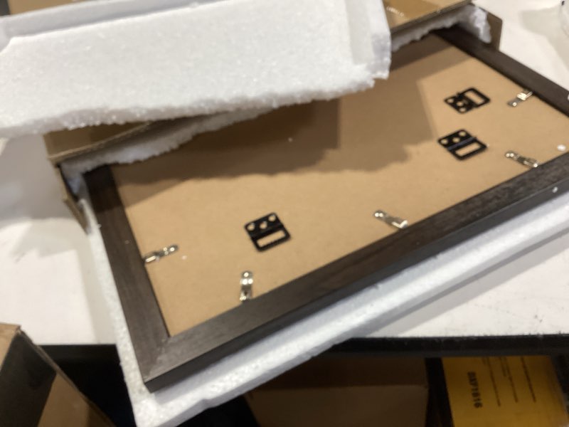 Condition photo showing Good Condition for 16x20 diploma frames 13x17 with black mat, fits degree certificate document, 20 x 16 walnut color frame with tempered glass panel for wall mounting black mat-1 16x20 for 13x17 with mat