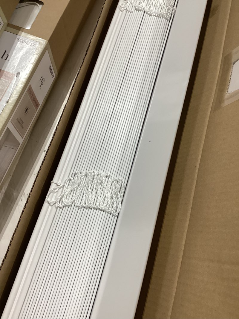 Condition photo showing Good Condition for allen + roth trim at home 2-in slat width 35-in x 48-in cordless white faux wood room darkening horizontal blinds