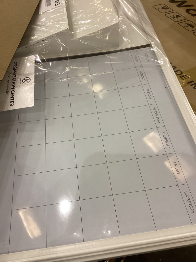 Condition photo showing Good Condition for U Brands Organization Center Dry Erase Calendar White Board with White Frame, Office Supplies, with Hooks and Mail Sorter 18” x 30”