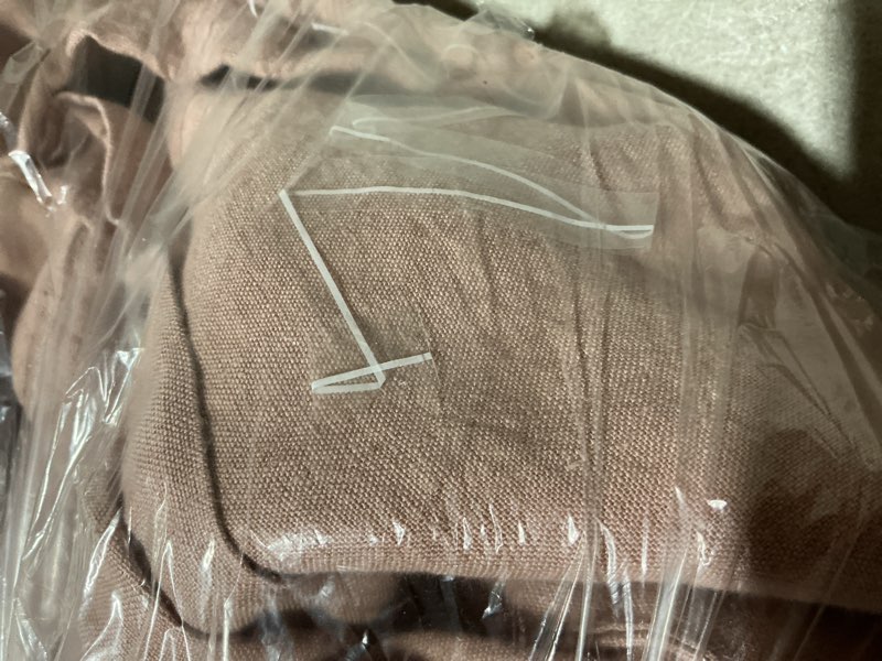 Condition photo showing As Is for european linen sheet set, queen, dusty mauve
