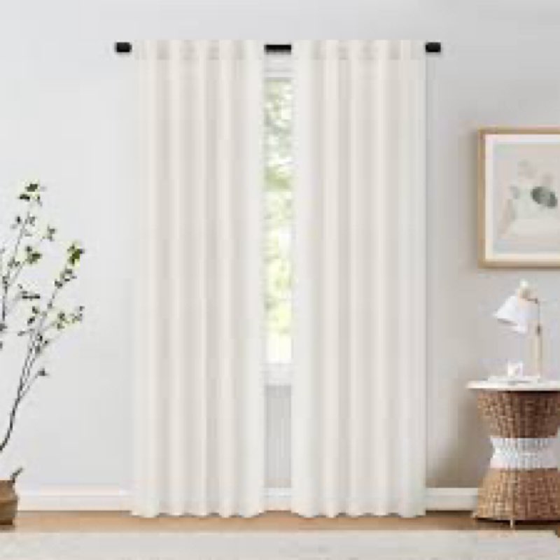 Toyoko Linen Blended Semi-Sheer Back Tab Curtain Pair