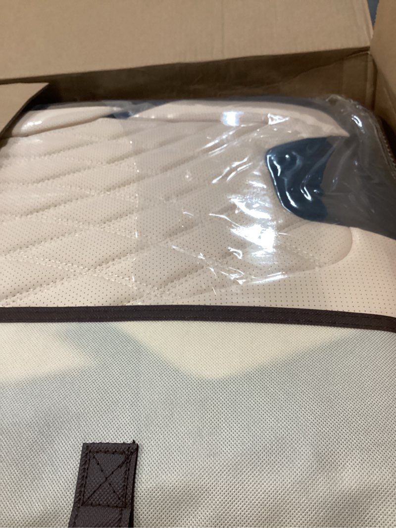 Condition photo showing New/Like New for freesoo black beige car seat covers full set - faux nappa leather seat covers for cars, luxury breathable waterproof front seats with lumbar support and back seat cover, fit for sedans suvs pick-ups