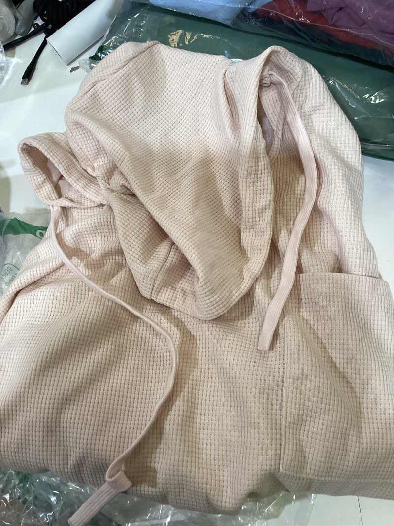Condition photo showing Good Condition for women's v neck hoodies long sleeve sweatshirt drawstring pullover tops with pocket xx-large apricot