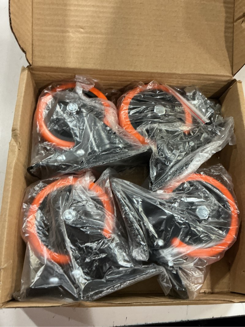 Condition photo showing New/Like New for 4 Inch Caster Wheels Casters Set of 4 Heavy Duty Casters with Brake 2200 Lbs 4 Pack Locking Industrial Swivel Top Plate Casters Wheels for Furniture and Workbench Cart