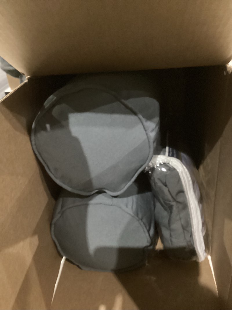 Condition photo showing As Is for (Square pillow not included) (comes with futon cover) Blazing Needles Corded Twill Throw Pillow Set, Steel Grey 3 Count