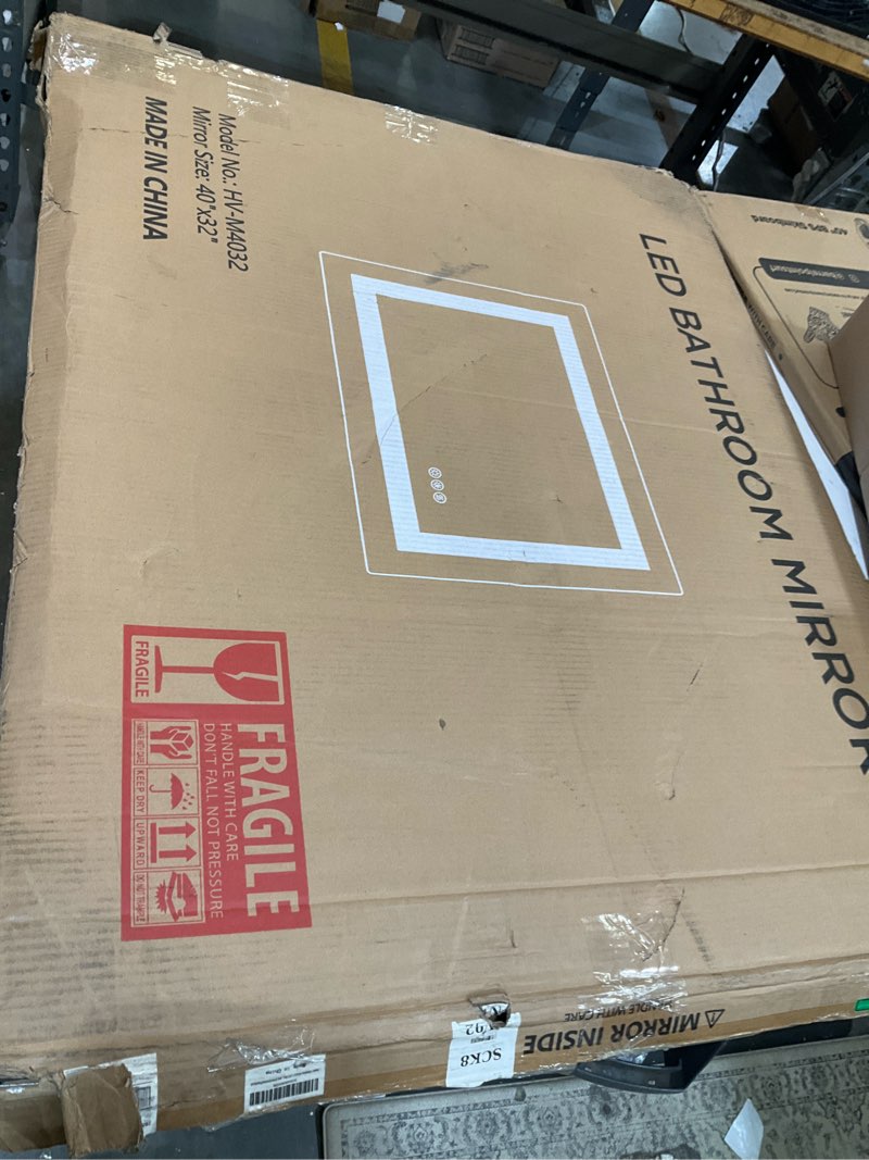 Condition photo showing Good Condition for 40x32 led bathroom mirror with lights, anti-fog, dimmable, backlit + front lit, smart bathroom vanity mirror, memory function, shatterproof, tempered glass (horizontal/vertical)