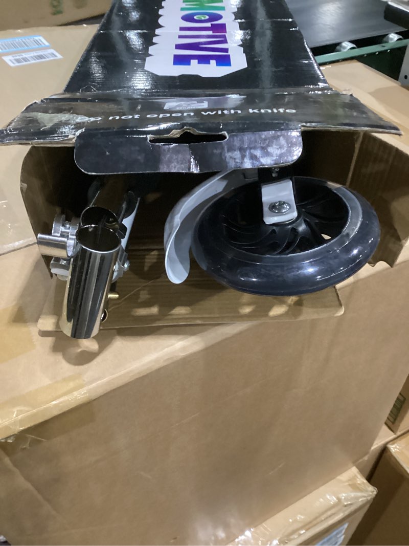 Condition photo showing Good Condition for kick scooter for 3+years old boys & girls lightweight, foldable, aluminum frame, and adjustable handlebars, rear brake, and flashing light up wheels white