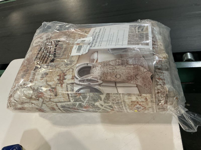 Condition photo showing New/Like New for madane hallway runner rug 3x18 - kitchen rugs 18ft washable entryway rug vintage kitchen runners non slip indoor area rug farmhouse carpet runner for bathroom living room bedroom, turmeric/grey turmeric/grey 3' x 18' (runner)