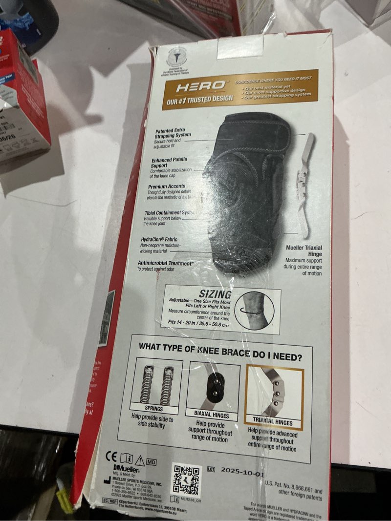 Condition photo showing Good Condition for mueller sports medicine hero™ hinged knee brace, osfm, black