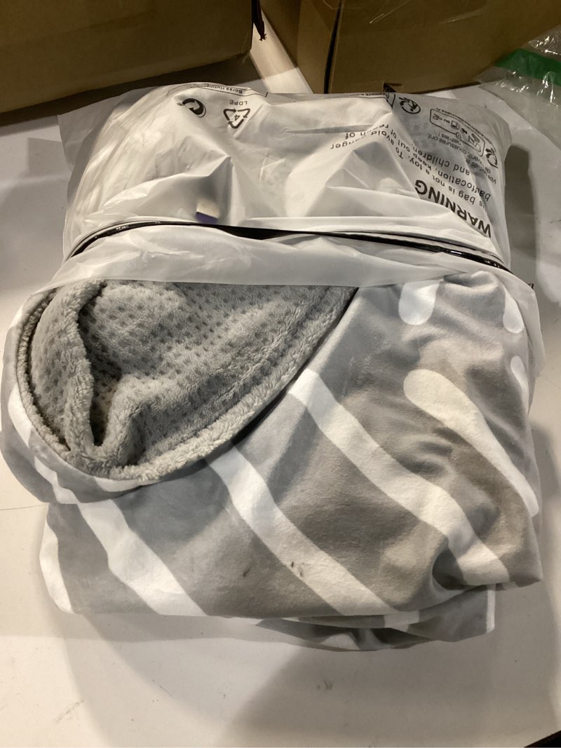 Condition photo showing As Is for cordless heated blanket with 20000mah power bank - 59"x35" soft striped waffle battery heated blanket, fast heating, 3 heat setting, machine washable heated throw blanket shawl print