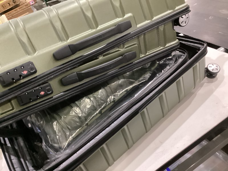 Condition photo showing Good Condition for samsonite omni 2 hardside expandable luggage with spinner wheels, 3-piece set (19/24/28), vita olive 3-piece set (carry on/medium/large) vita olive