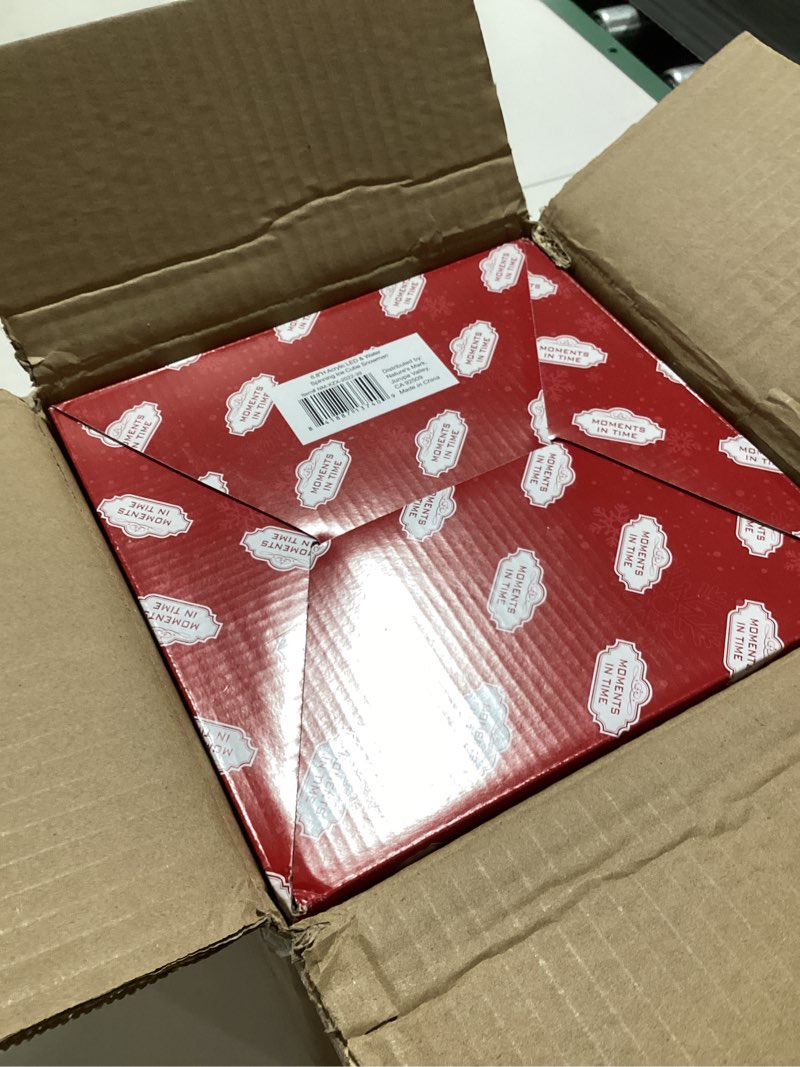 Condition photo showing Good Condition for MOMENTS IN TIME 6.9“H Acrylic Ice Cube Snowman - LED Lights, Water Spinning Glitter, Battery Operated