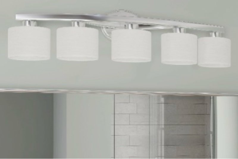 allen + roth Merington 37.5-in 5 -Light Polished Chrome Transitional Vanity light(one light cover is broken)