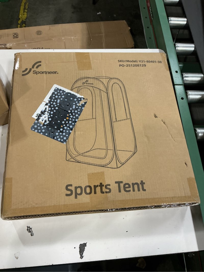 Condition photo showing New/Like New for sportneer sports tent: 1 person instant shelter with ultra visibility for cold day - lightweight portable pop up tent for sports event, protection from cold wind and rain, 37" lx 37" w x 63.5" h black l: 37" x 37" x 63.5"