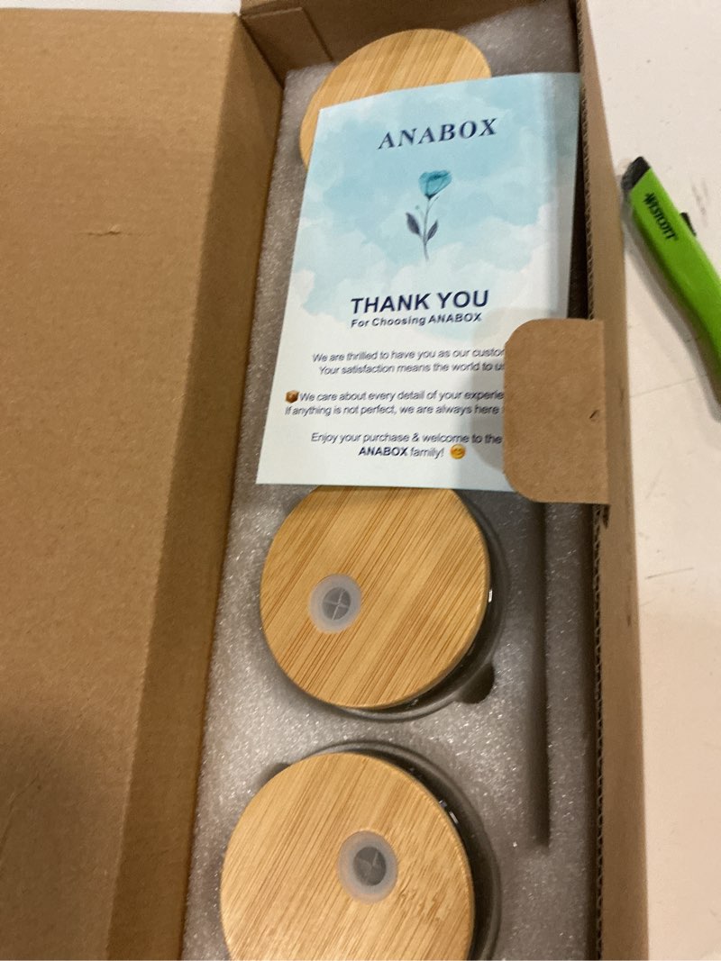 Condition photo showing New/Like New for anabox color changing glass cups with bamboo lids and straws, 16oz glass tumbler for ice coffee milk tea juice (christmas cups gift xmas 4pcs)