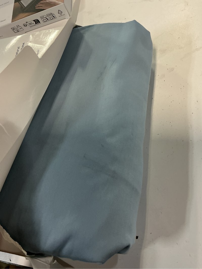 Condition photo showing Good Condition for sunflower queen fitted sheet, 1-piece extra deep pocket fitted bottom sheet 22", 100% cotton sateen soft breathable, stone blue queen fitted sheet 22" stone blue