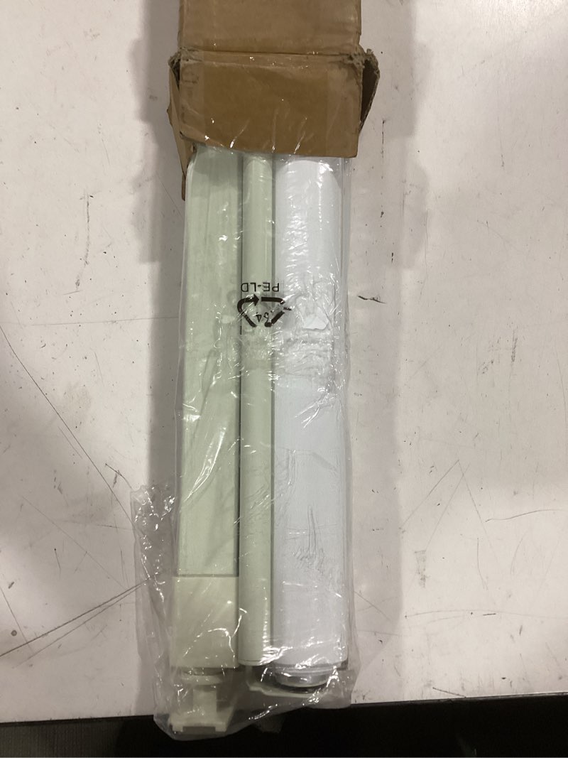 Condition photo showing As Is for unishades no tools no drill cordless blackout roller shades for indoor windows, easy to install, darkens rooms, blocks heat, and protects against uv rays, window size 41” w × 72" h cream blackout - cream 41" w × 72" h