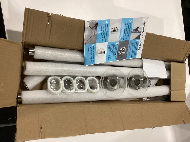 uxcell Stretchable Shower Curtain Rod Rack, Stainless Steel U Shaped Shower Curtain Rod No Drill for