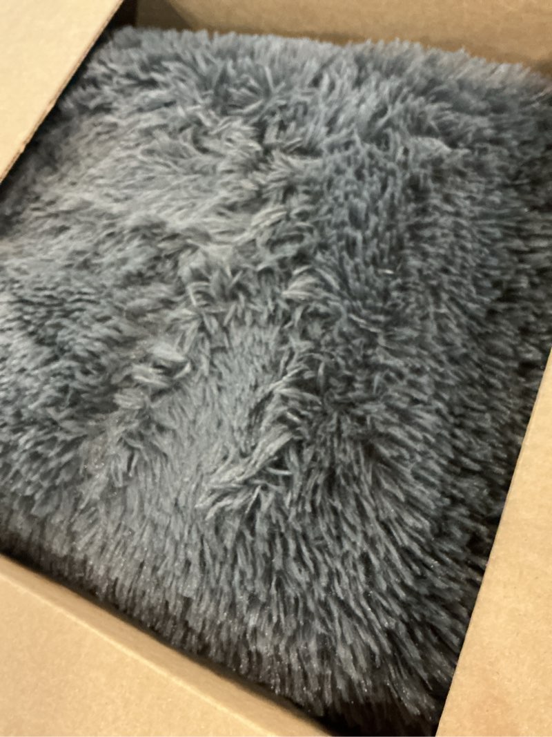 Condition photo showing Good Condition for olanly area rugs for living room bedroom, machine washable 4x5.9 ft soft fluffy shaggy bedside rug, indoor floor carpet for kids girls and boys, dorms, nursery rooms, home decor aesthetic, grey 4x5.9 ft grey