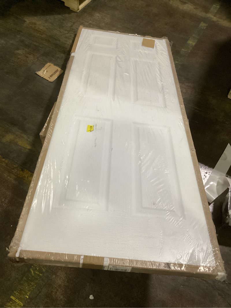 Condition photo showing Good Condition for BARNSMITH 30x80 in Raised 6-Panel Textured White Primed Molded Door Slab, Classic Style Paintable Hollow Core Interior Door Panel, for Pocket, Swing, Sliding Door, Durable and Lightweight 30" x 80"