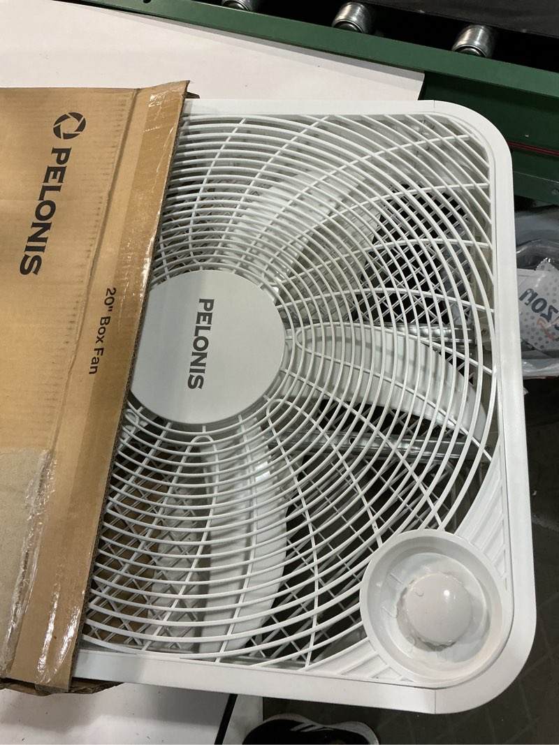 Condition photo showing Good Condition for pelonis 20 inch box fan – 3 speeds, window fans, floor or tabletop, 25ft/s, 2025 upgraded, superior air throw (2295 cfm), lightweight, 5 blades, fans for bedroom, office, living room, garage white upgraded