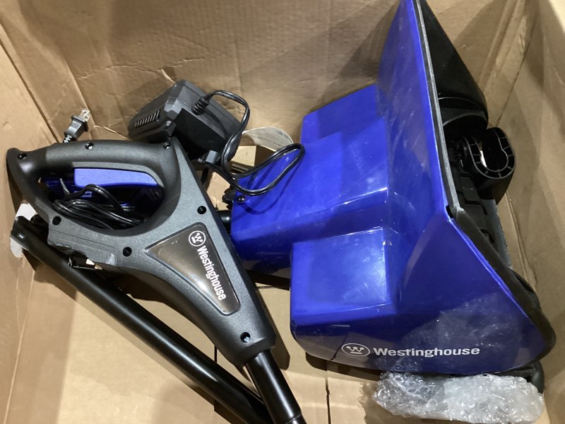 Condition photo showing As Is for Westinghouse WSnow11S 24V Cordless Snow Shovel 11 Inch Kit, 24V 4Ah Battery, Fast Charger, Electric Snow Shovel with 20ft Throwing Distance, Plows 75lbs/min, Compatible with Snow Joe Batteries 11 Inch with Battery/Charger