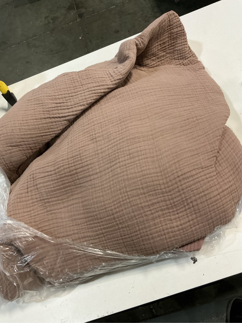 Condition photo showing As Is for quince organic airy gauze duvet cover set, full/queen, fig