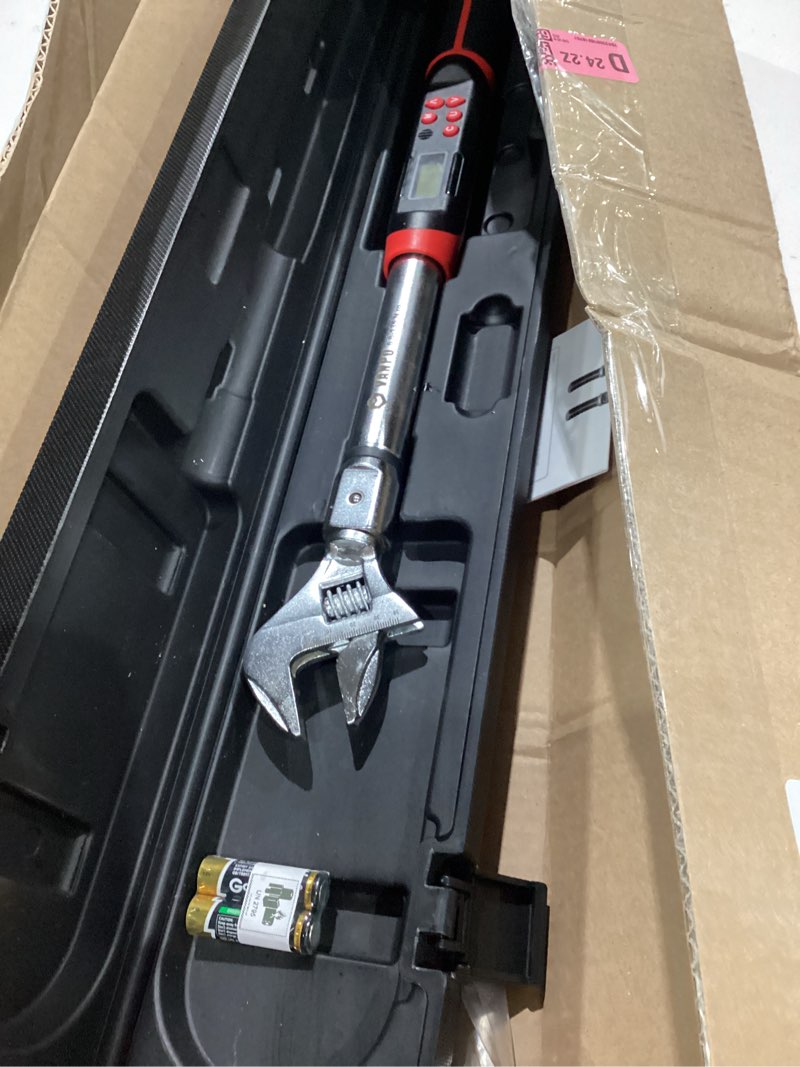 Condition photo showing As Is for vanpo adjustable digital torque wrench 5-99.6 ft.lb/6.8-135 n.m, 14×18 mm open end, 38 mm adjustable jaw, accuracy ±2%, led and buzzer notification, hvac torque wrench for mini split ac, pipeline 5-99.6ft.lb/6.8-135n.m (14×18mm)