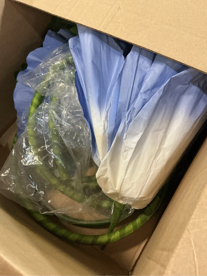 Condition photo showing As Is for 5.6 ft large paper artificial flowers – giant flowers for decoration indoor/outdoor handcrafted poppy flowers for garden, wedding, hotel, office, shop window, photography props,bule