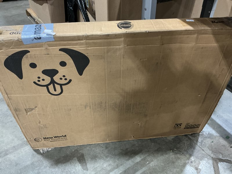 Condition photo showing New/Like New for new world newly enhanced double door new world dog crate, includes leak-proof pan, floor protecting feet, & new patented features, 42 inch 42.0"l x 28.0"w x 31.0"h