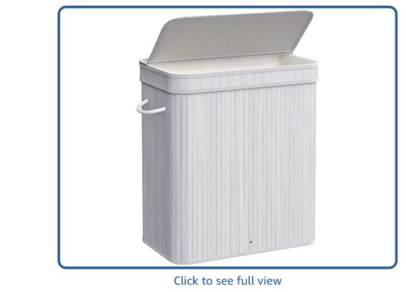 SONGMICS 3-Section Laundry Hamper With Lid, 44.9 Gal (170 L) Large Laundry Basket With 3 Removable Machine Washable Fabric Bag, Bamboo Clothes Hamper, Handles, for Bathroom, Brown ULCB069K01 Line bamboo Brown 170 L