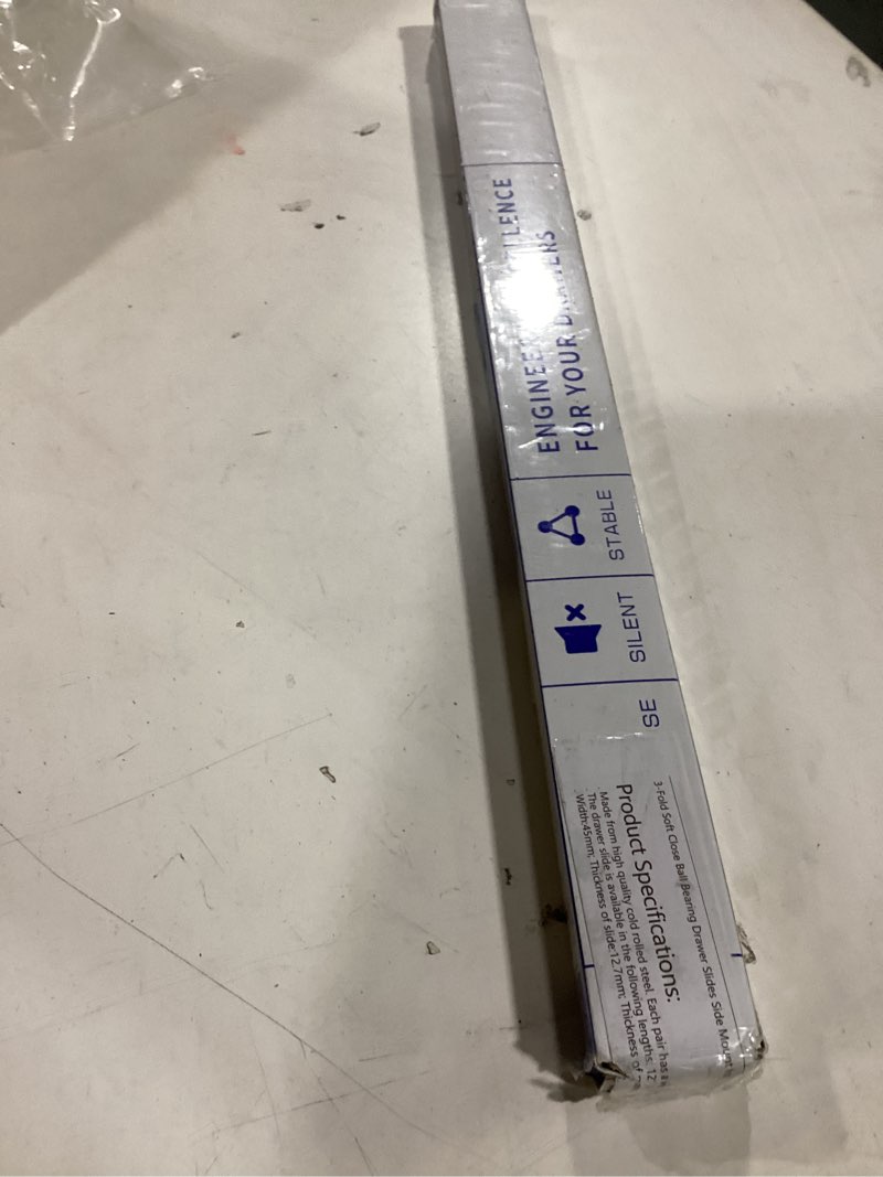 Condition photo showing New/Like New for LONTAN 20 Inch Soft Close Drawer Slides 1 Pair Side Mount Heavy Duty Cabinet Drawer Glides Ball Bearing Full Extension Kitchen Cabinet Rails 100 LB Capacity 20 Inch 1 pair