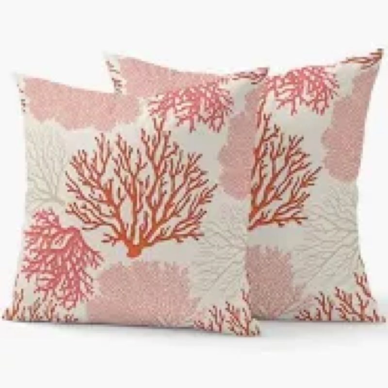 Similar DAFENA Coastal Pillow Covers 18x18 Inch 2 Pcs Pink Orange Coral Summer Outdoor Decor Throw Pillows N