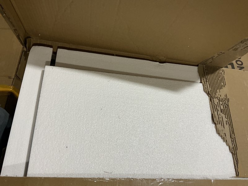 Condition photo showing As Is for OKPAL 30x36 Bronze Bathroom Wall Mirror, Modern Brushed Metal Framed Mirror for Vanity, Bronze Rounded Rectangle, Anti-Rust, Tempered Shatterproof (Horizontal/Vertical) Brushed Bronze 30"L x 36"W