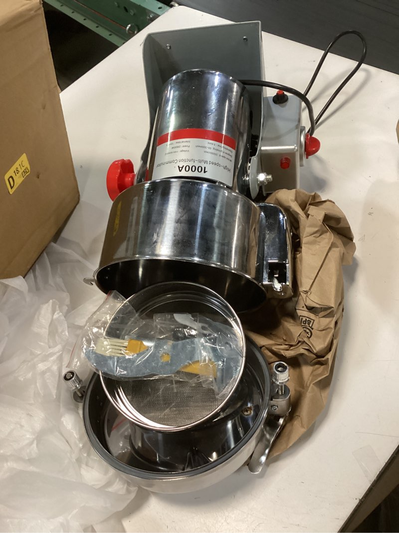 Condition photo showing New/Like New for Electric Grain Mill Grinder 2000g Stainless Steel Pulverizer 36000r/min High-speed Grain Mill 3500W Dry Material Grinding Machine 270° swingable Superfine powder for Home and Commercial