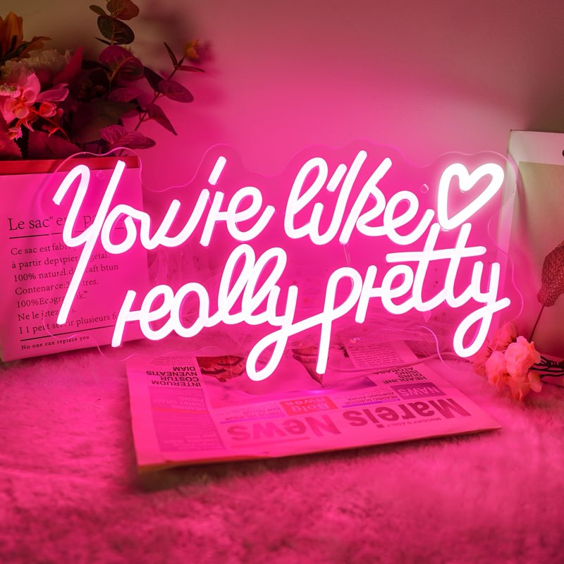 you're like really pretty neon sign, led neon light for wall decor,light up sign for wedding, engagement,adapter powered led neon signs for bedroom decor?super large style/88.2in? you're like really pretty rose red