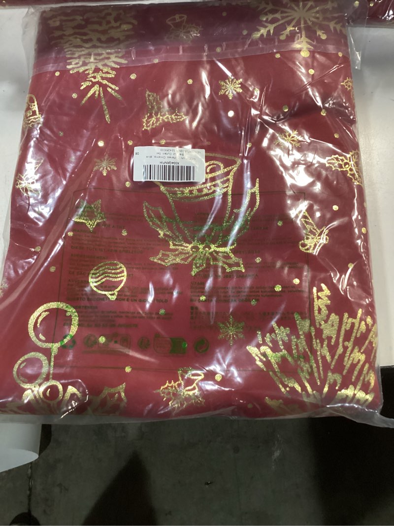 Condition photo showing New/Like New for NICETOWN 2 Panels Christmas Red Grommets Curtains 42 x 63 Inch, Gold Stamping Xmas Theme Window Treatment Drapes for Holiday Party Home Decor, Decorative Blackout Curtain Set Christmas Red 42"W x 63"L (Pack of 2)