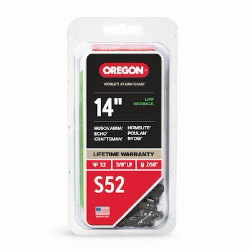 oregon s52 52 link replacement chainsaw chain for 14-in , 0.05-in gauge , 3/8-in pitch