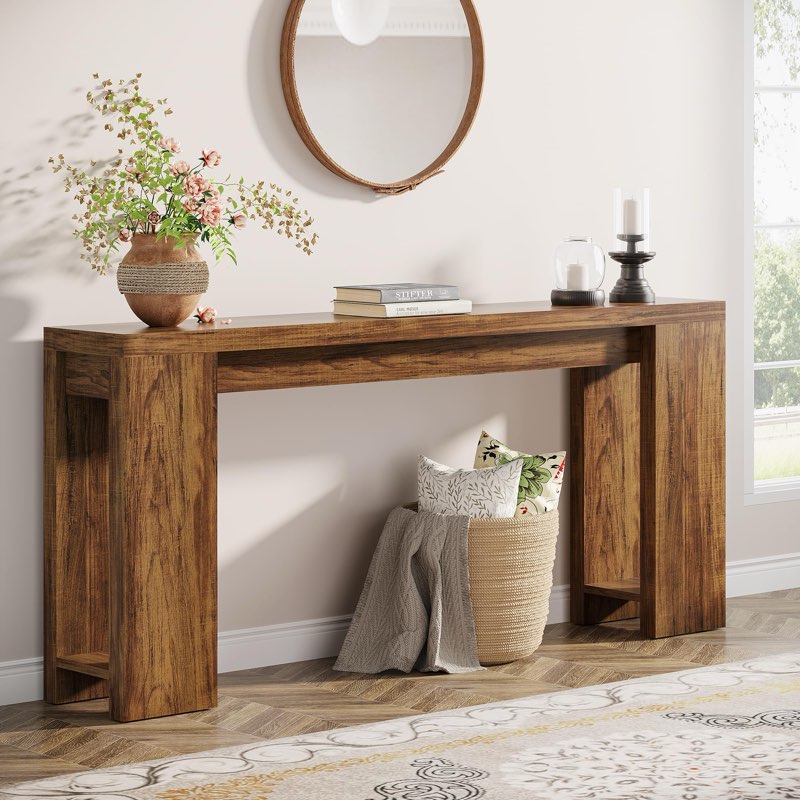 Tribesigns 70.9-Inch Extra Long Console Table, Farmhouse Wood Sofa ...