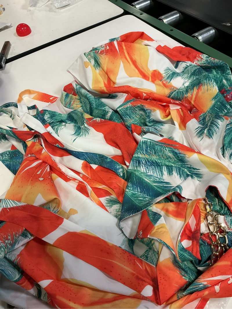 Condition photo showing Good Condition for ZHUANGBUTTERFLY Women's Sexy Backless Halter Sundress - V-Neck High Slit Floral Maxi Dress, Boho Bea