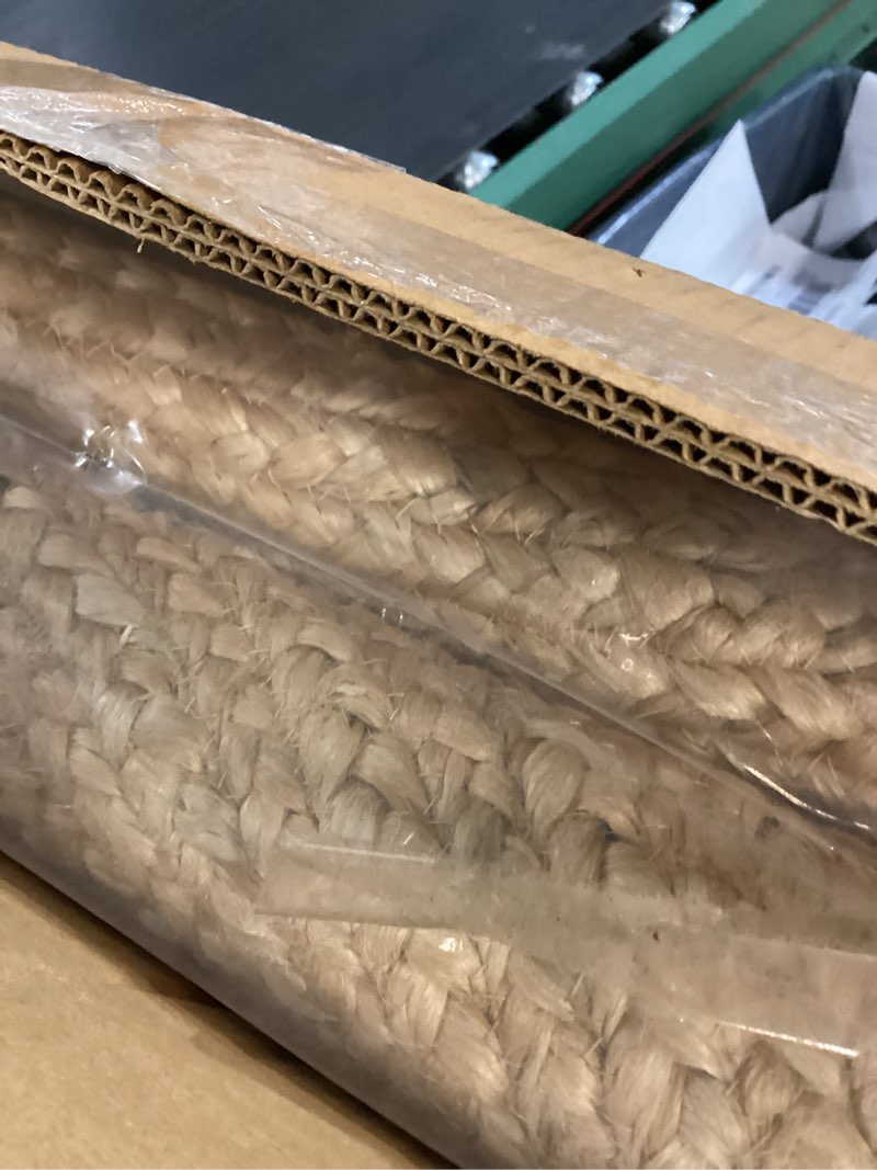 Condition photo showing Good Condition for frelish decor handwoven jute area rug - 6x9 feet natural yarn - rustic vintage beige braided reversible rectangular rugs for bedroom - kitchen - living room - farmhouse (6' x 9') natural 6' x 9' (rectangular)