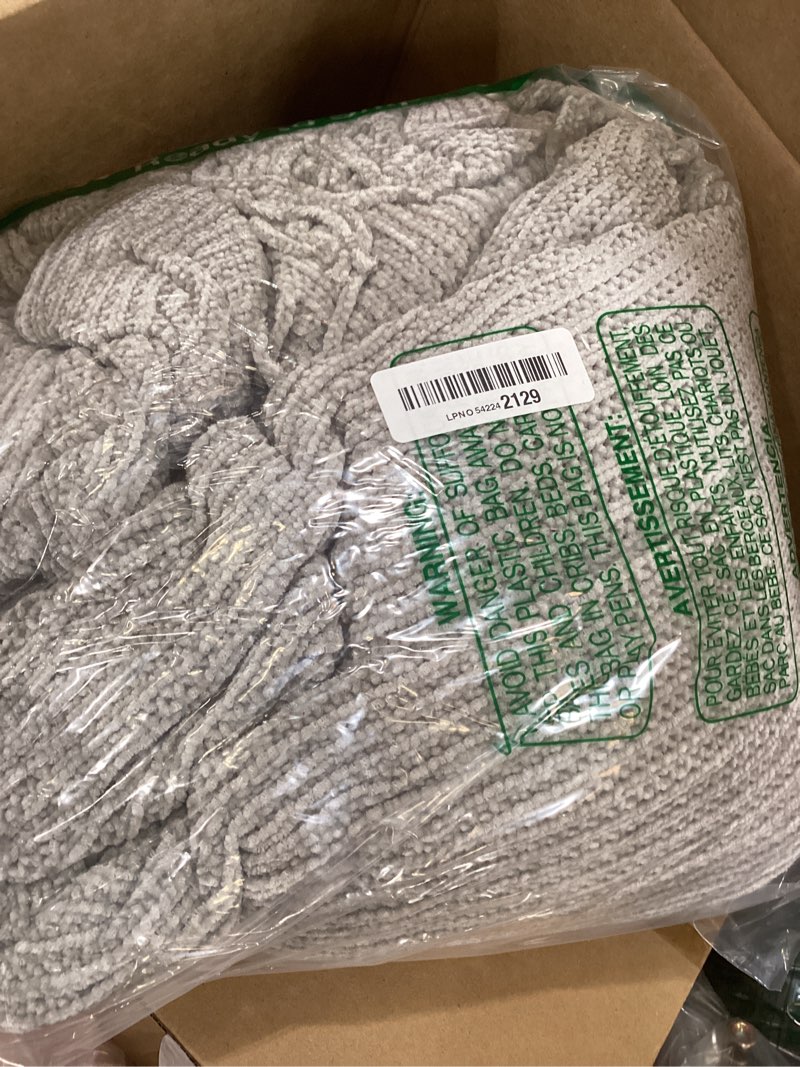 Condition photo showing New/Like New for lifein throw blanket for couch, soft boho decor bed throw,cozy grey knitted chenille small farmhouse lightweight throw (light grey,60 * 80") f-light grey 60*80''