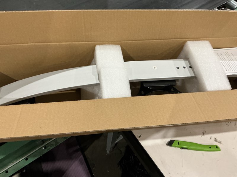 Condition photo showing New/Like New for compatible dual monitor stand silver dual arm